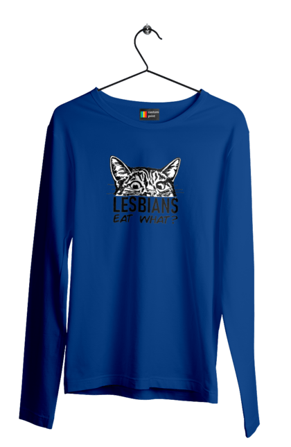 Men`s longsleeve with prints What do lesbians eat?. Funny inscriptions, humor, jokes, kittens, lesbians, lgbt. 2070702