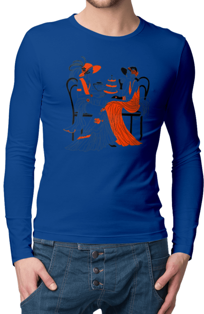 Чоловічий лонгслів з принтом "Дами В Червоному". Дами, посиденьки, чаювання. 2070702