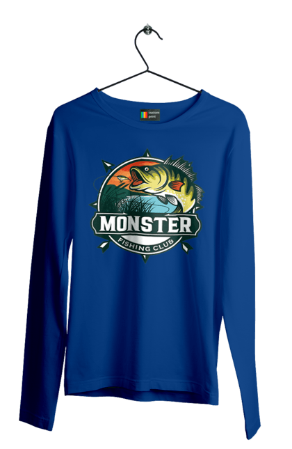 Чоловічий лонгслів з принтом "Рибальський клуб". Відпочинок, рибак, рибальський клуб, хоббі. 2070702