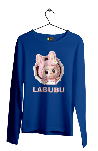 Чоловічий лонгслів з принтом "Лабубу". Іграшка лабубу, лабубу, лабубу кока кола, мерч лабубу, мила, рожева лабубу, смішна лабубу. 2070702