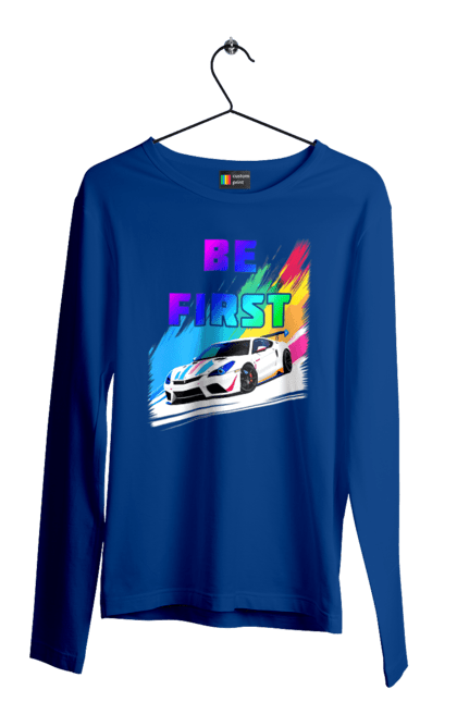 Чоловічий лонгслів з принтом "Гонка". Автомобільний, гонка, спортивна машина, спортивний автомобіль. 2070702