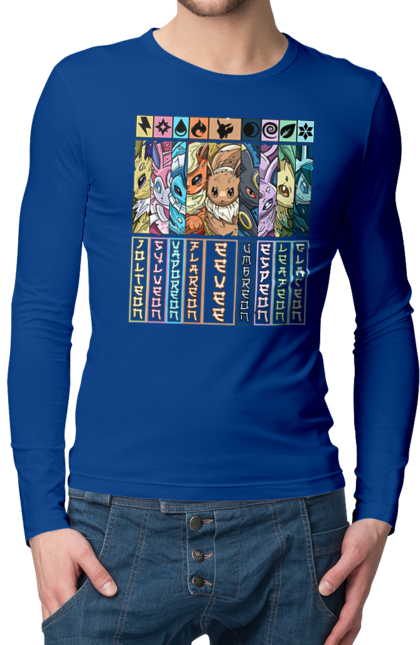 Men's longsleeve with prints Pokemon Eeveelutions. Eevee, eeveelutions, nintendo, pokemon, pokemon go, umbreon. 2070702