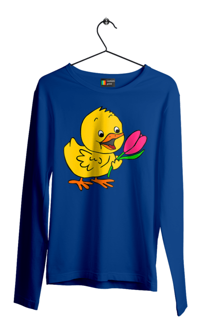 Men`s longsleeve with prints Chicken With A Tulip. Chick, tulip. 2070702