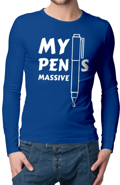 Мужской лонгслив с принтом Моя ручка огромна. Мем, моя ручка огромна, прикол, прикольная, смешная, юмор. 2070702