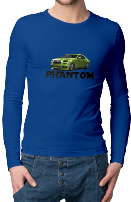 Чоловічий лонгслів з принтом "Ролс ройс". Авто, автомобіль, люкс клас, ролс ройс, седан, фантом. 2070702