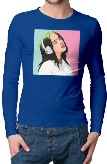 Чоловічий лонгслів з принтом "Billie Eilish". Активістка, біллі айліш, мизукант, права, співачка, тварини. 2070702