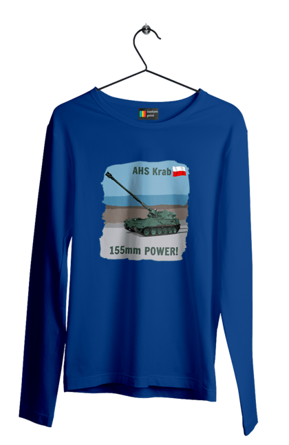 Men`s longsleeve with prints 155mm Power! AHS Krab olive. Ahs krab, artillery, crab, howitzer, poland, self propelled. 2070702