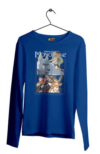 Men's longsleeve with prints Princess Mononoke. Adventure, anime, fantasy, ghibli, hayao miyazaki, princess mononoke, studio ghibli. 2070702