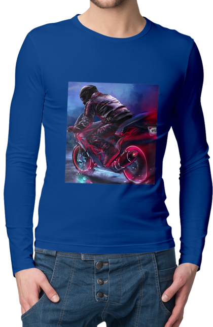 Чоловічий лонгслів з принтом "Мотоцикл". Motolove, мотолов, мотоцикл, опві, україна. 2070702