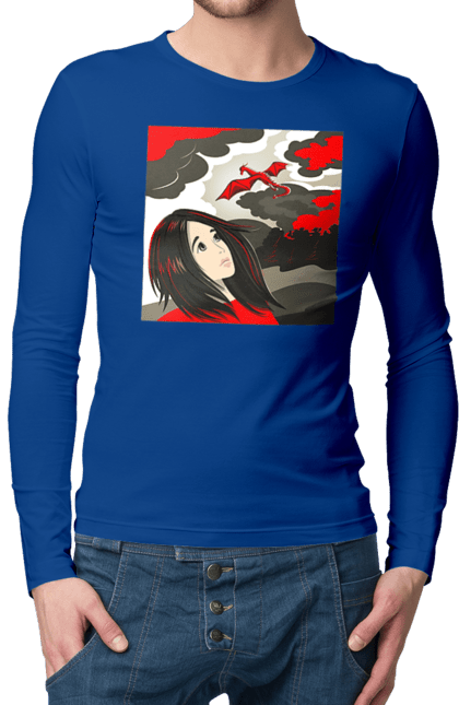 Men's longsleeve with prints Girl and dragon. Dragon, fantasy, romance, young woman. 2070702