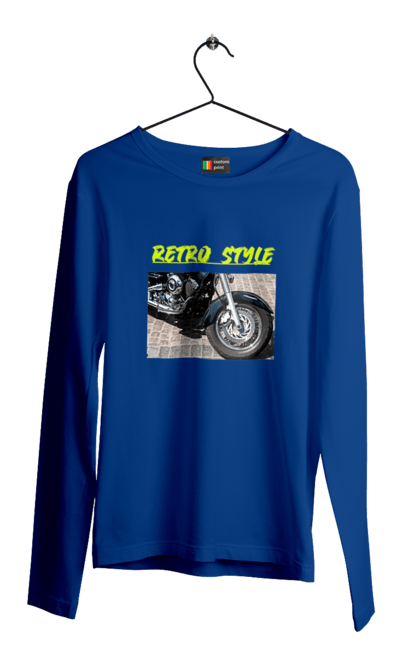 Чоловічий лонгслів з принтом "Мото2". Байк, дорога, мотоцикл, ретро, стиль, швидкість. 2070702