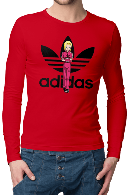 Чоловічій лонгслів з принтом "Adidas Андроїд 18". Adidas, android 18, dragon ball, адідас, андроїд 18, аніме, вбивця, кіборг, манга, перли дракона. 2070702