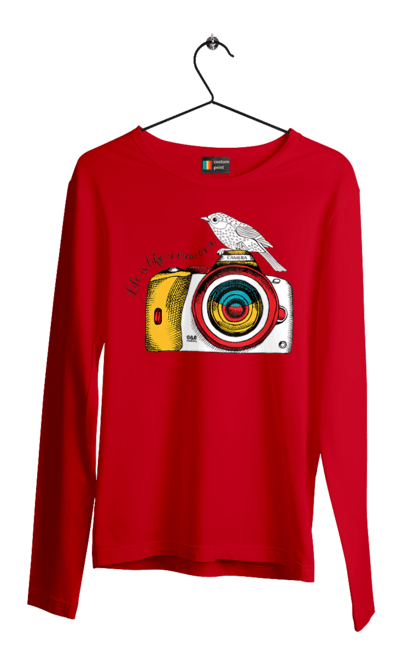 Men`s longsleeve with prints Camera And Bird. Birdie, camera, photographer. 2070702