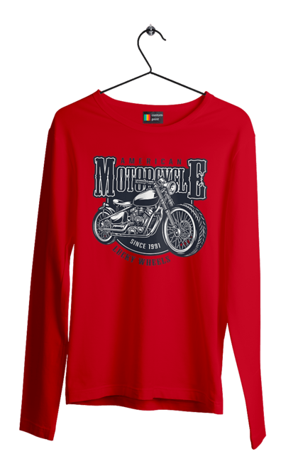 Чоловічий лонгслів з принтом "Крутий vintage мотоцикл". Америка, вінтаж, вінтажний, гарний, мотоцикл, мотоцикли, ретро, стильно, стильовий, чоловічий. 2070702