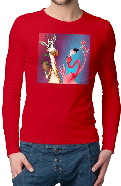 Giraffe And Flamingo At The Party