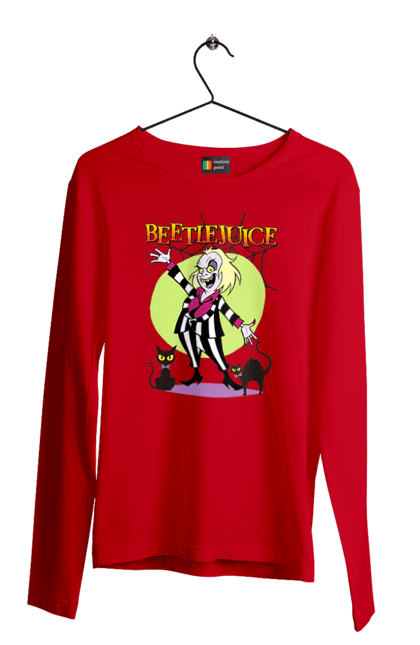 Чоловічій лонгслів з принтом "Бітлджюс". Beetlejuice, ghost, tim burton, warner bros, бітлджюс, жах, комедія, привид, тім бертон, фільм. 2070702