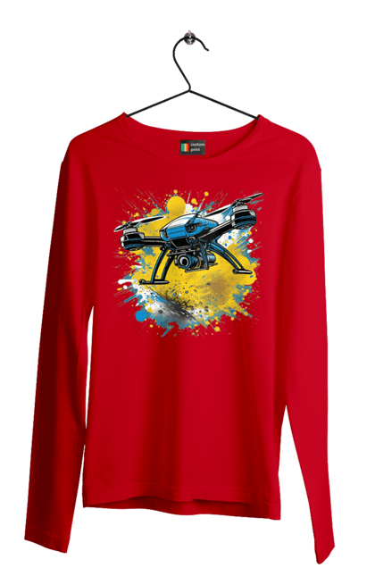 Чоловічий лонгслів з принтом "Дрон". Дрон, зсу, символ україни, україна, фпв дрон. 2070702