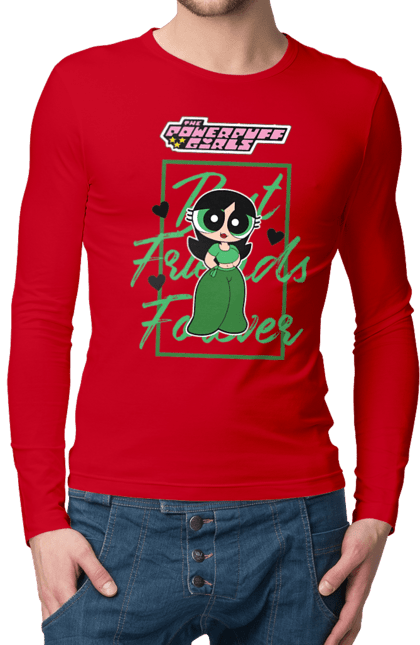 Men's longsleeve with prints Powerpuff Girls Buttercup. Animated series, buttercup, cartoon network, cool girls, powerpuff girls. 2070702