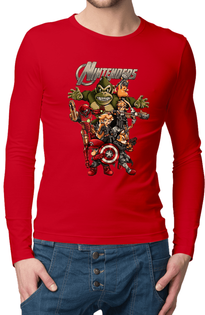 Men`s longsleeve with prints Nintendo heroes. Animal crossing, donkey kong, game characters, kirby, legend of zelda, luigi, mario, nintendo, pokemon, princess stove. 2070702