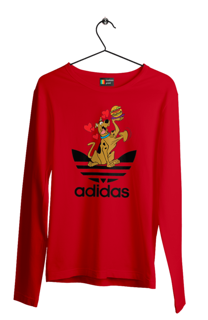 Мужской лонгслив с принтом Adidas Скуби Ду. Adidas, scooby-doo, адидас, мультсериал, сериал, скуби-ду, собака. 2070702