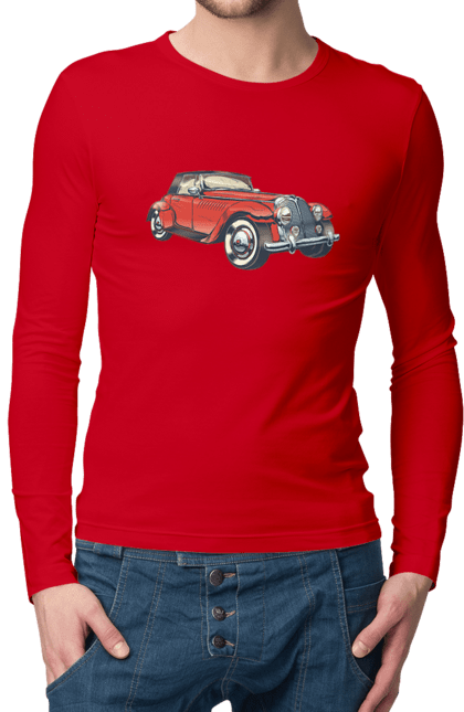Чоловічий лонгслів з принтом "Автомобіль Раритет". Авто, автомобіль, ретро. 2070702