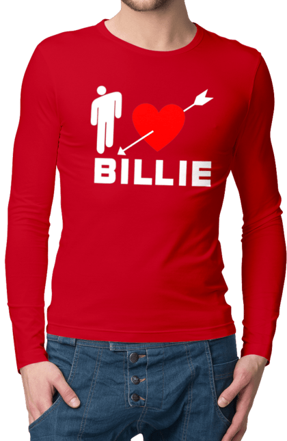 Чоловічий лонгслів з принтом "Біллі Айліш". Біллі айліш, логотип біллі айліш, принт біллі айліш, співачка біллі айліш. 2070702