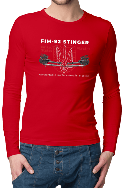 Чоловічий лонгслів з принтом "Stinger". F16, nasams, stinger, zuzana, гаубиця, два герби, залужний, сюзанна. 2070702