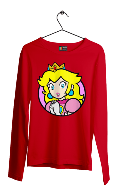 Чоловічій лонгслів з принтом "Маріо Принцеса Піч". Mario bros, nintendo, princess peach, super mario bros, брати супер маріо, гра, маріо, персонаж, принцеса піч. 2070702