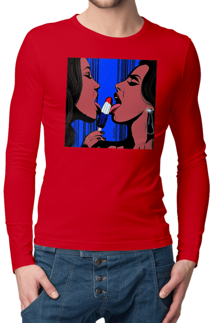 Чоловічий лонгслів з принтом "Дівчата Лижуть Морозиво". Лізатт, смоктати. 2070702