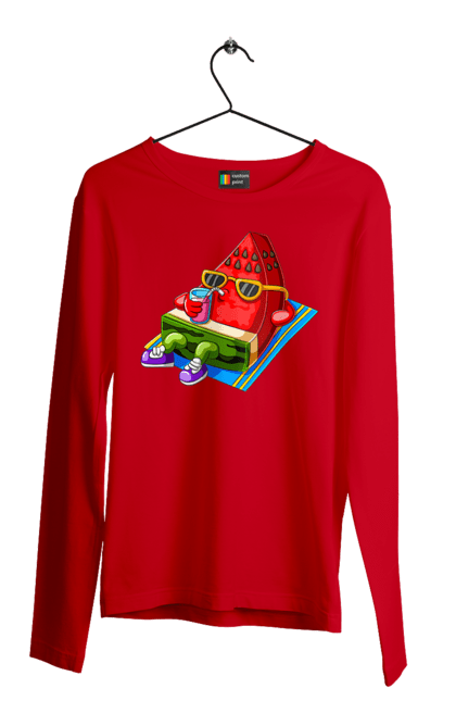 Men`s longsleeve with prints Watermelon Drinks Cocktail. Cocktail, summer, watermelon. 2070702