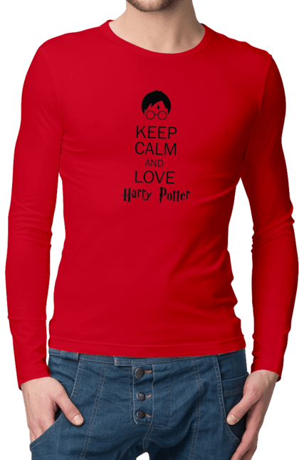 Men's longsleeve with prints Keep calm and love Harry Potter. Book, franchise, gryffindor, harry potter, hogwarts, keep calm, movie. 2070702