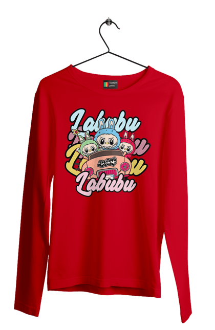 Чоловічий лонгслів з принтом "Лабубу". Іграшка лабубу, лабубу, лабубу кока кола, мерч лабубу, мила, рожева лабубу, смішна лабубу. 2070702