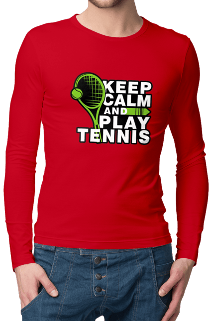 Чоловічій лонгслів з принтом "Keep Calm And Play Tennis". Keep calm, великий теніс, зберігай спокій, спорт, теніс, тенніс. aslan