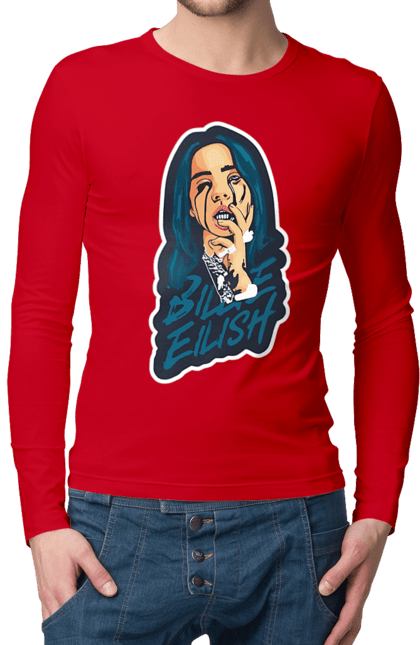 Чоловічий лонгслів з принтом "Billie Eilish". Активістка, біллі айліш, мизукант, права, співачка, тварини. 2070702