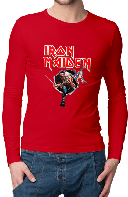 Чоловічій лонгслів з принтом "Залізна діва". Band logo, heavy music, iron maiden, monster, rock band, rock music, важка музика, залізна діва, логотип групи, монстр, рок, рок-гурт. PrintMarket - інтернет-магазин одягу та аксесуарів з принтами плюс конструктор принтів - створи свій унікальний дизайн