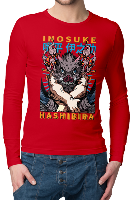 Men's longsleeve with prints Demon Slayer Inosuke. Anime, demon slayer, inosuke, inosuke hashibira, kimetsu no yaiba, manga. 2070702