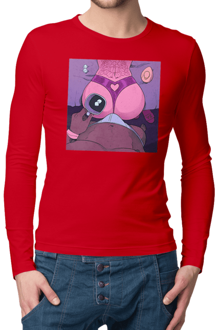 Чоловічий лонгслів з принтом "Ранкова Кава З Жопкою". Гола, жопа, кава, труси. 2070702