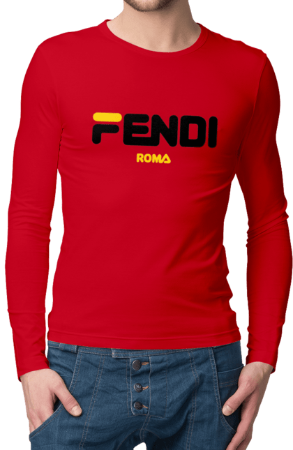 Мужской лонгслив с принтом Fendi. Fendi, lvmh, бренд, дом моды, италия, люкс, мода, одежда, сумка, фенди. 2070702