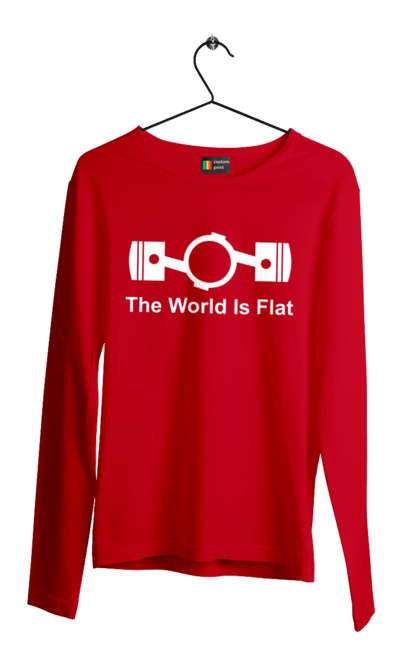 Мужской лонгслив с принтом World Flat. Авто, деталь, машины. 2070702