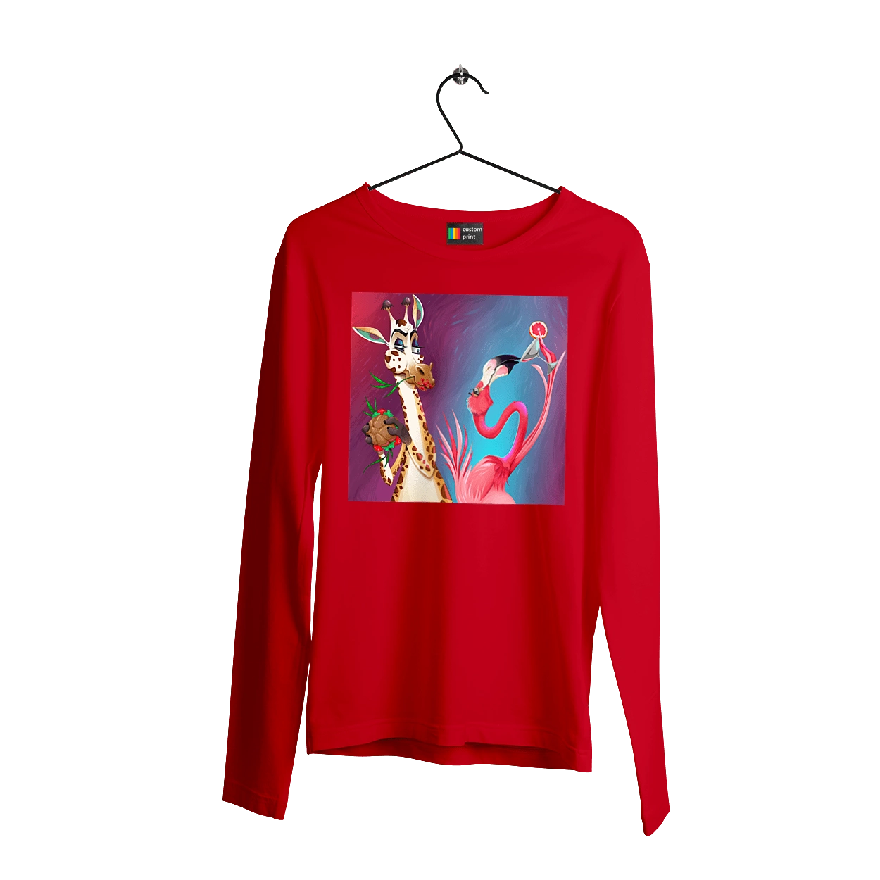 Giraffe And Flamingo At The Party