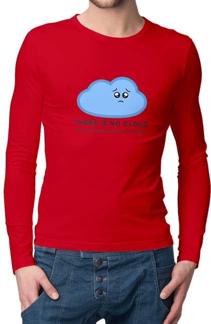 Чоловічий лонгслів з принтом "There is no cloud програмістам, девопсам". Computer, devops, ios, it, programmer, ай ті, айтішник, девопс, програміст, розробник, сховище, хмара, чоловікові, ютер. 2070702