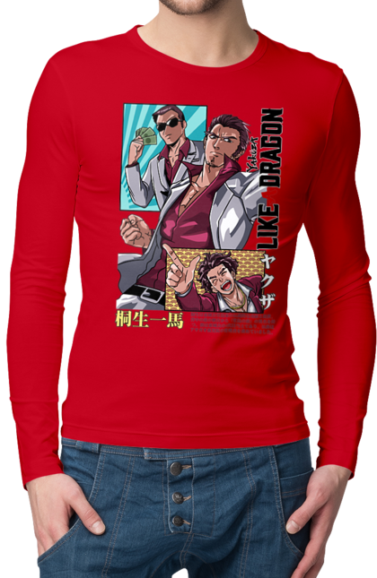 Чоловічий лонгслів з принтом "Yakuza Кадзума Кірю". Kazuma kiryuu, like a dragon, yakuza, відеогра, гра, кадзума кірю, кірю. 2070702