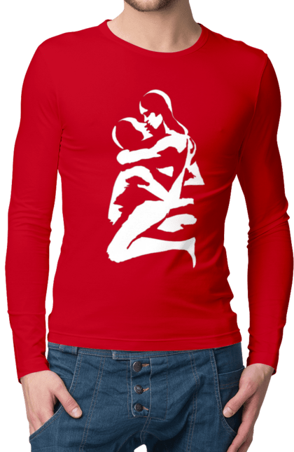 Чоловічий лонгслів з принтом "Білі Тіла". Жінка, контур, тіла, чоловік. 2070702