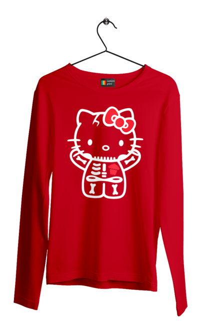 Men's longsleeve with prints Hello Kitty Halloween. Brand, character, halloween, hello kitty, kitten, kitty, skeleton, zombie. 2070702