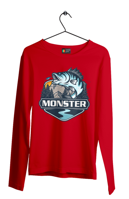 Чоловічий лонгслів з принтом "Рибалка". Монстер, рибак, рибалка, хоббі. 2070702