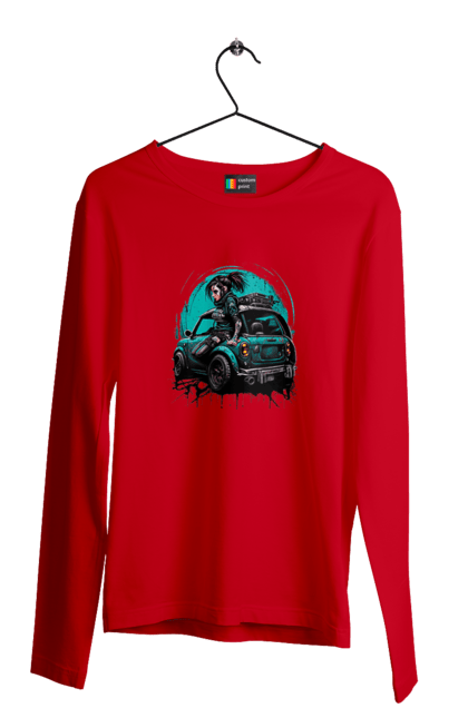 Чоловічий лонгслів з принтом "Кіберпанк дівчина". Арт, графіка, дівчата, ігри, кіберпанк, малюнок. 2070702