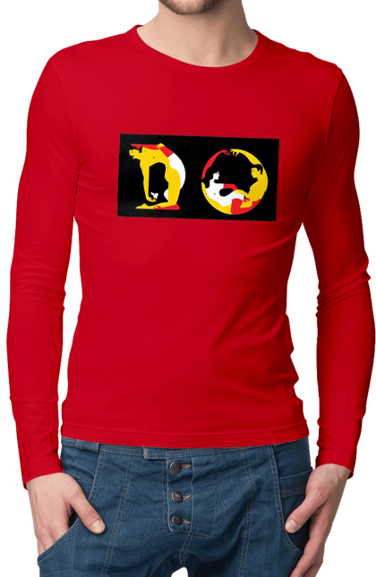 Мужской лонгслив с принтом Растяжка По Взрослому. Позы, растяжка. 2070702