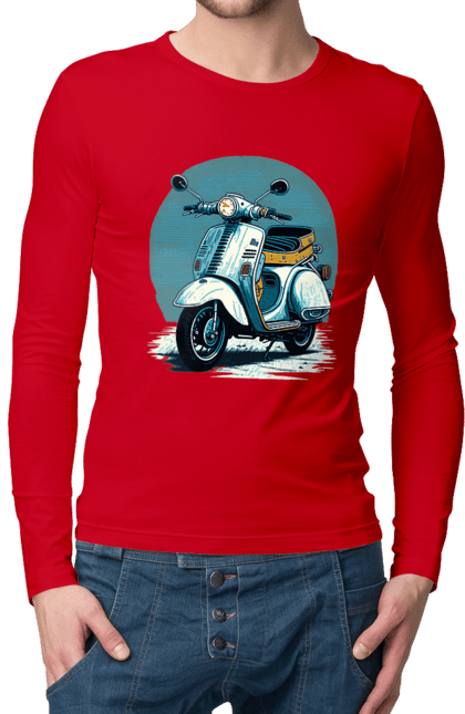 Чоловічий лонгслів з принтом "Мопед". Відпочинок, літо, мопед, скутер, швидкість. 2070702