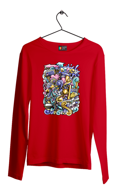 Чоловічий лонгслів з принтом "Школа навчання". Зошит, калькулятор, канцелярія, навчання, олівець, ручка, школа. 2070702