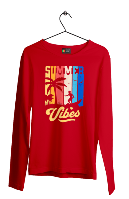 Men`s longsleeve with prints Summer Vibes Beach. Beach, sea, summer, surfing, tropics, vacation. 2070702